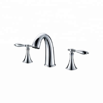 14 years supplier sanitary ware 3 hole dual handle classical gold chrome polish bathroom mixer tap bath brass faucet