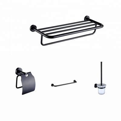 1 MOQ modern black design zinc alloy wall mounted bathroom bath decor paper holder brushed toilet accessories set