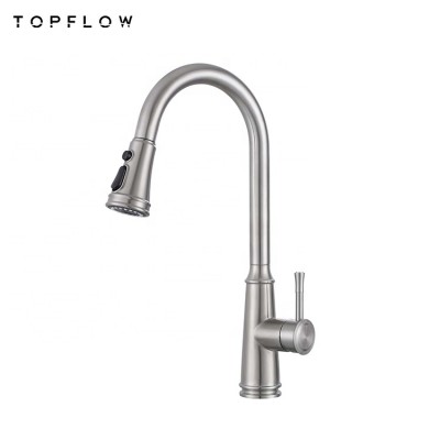 Commercial style 360 degree rotating multifunctional pull down mixer tap water saving  304 stainless steel  kitchen sink faucet