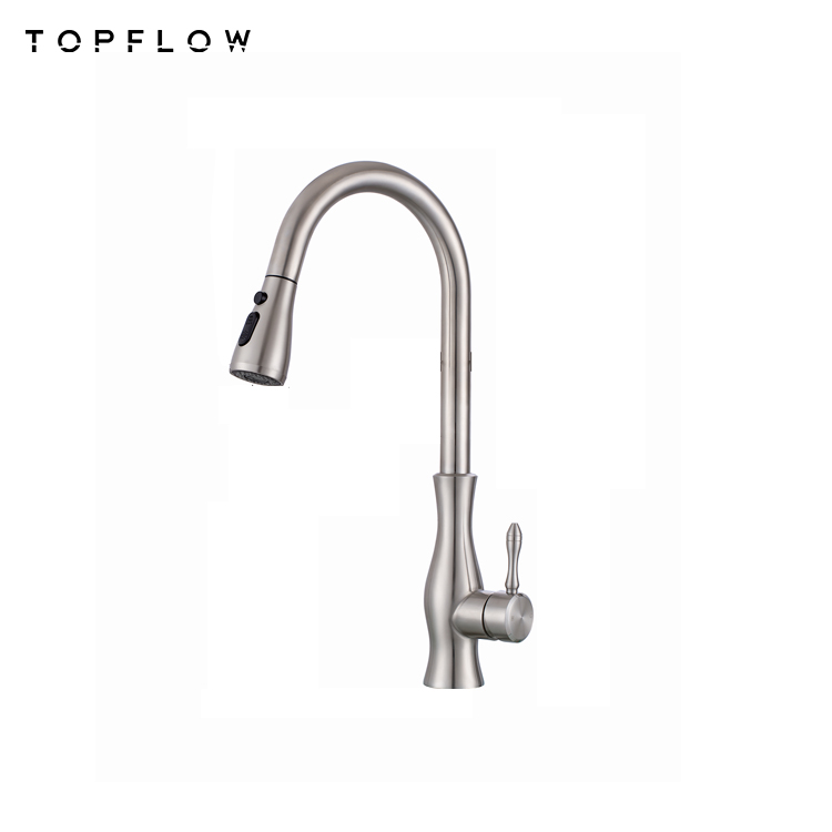 Topflow best manufacturers flexible pull out dual sprayer stream design 304 stainless steel kitchen sink faucet with black color